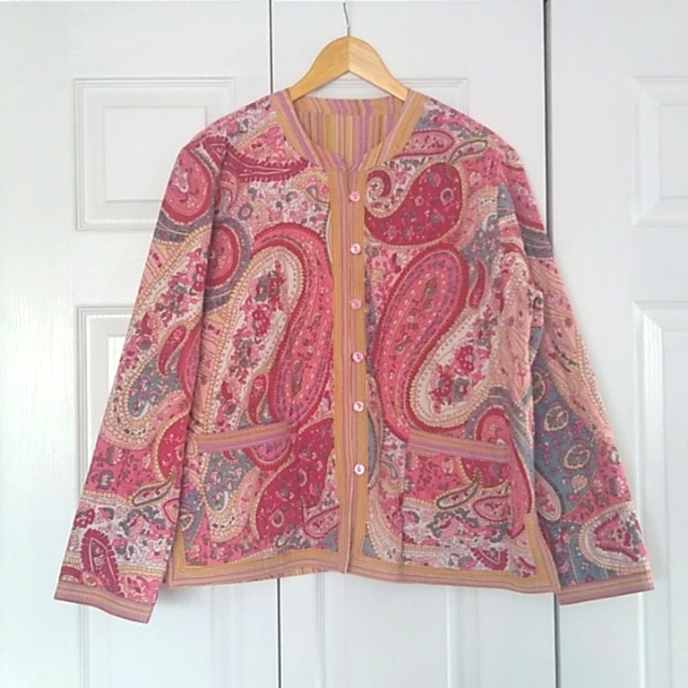 Handmade reversible quilted jacket size L